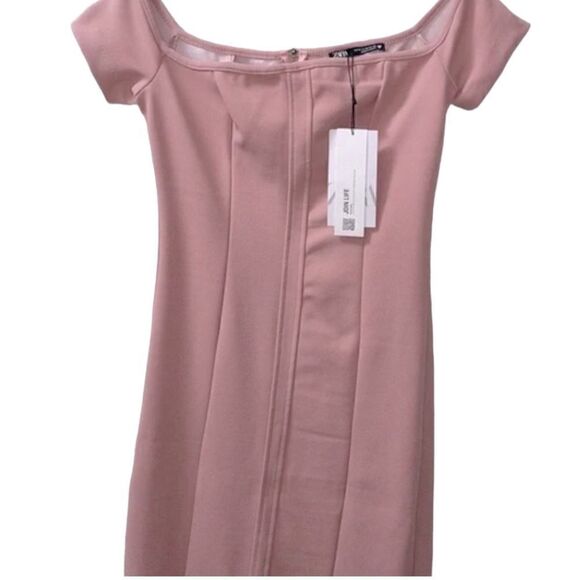 NWT ZARA Topstitched Bodycon Off Shoulder Dress S - Picture 11 of 13